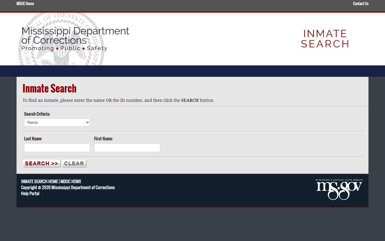 Mississippi.gov MDOC inmate search page for Jones County