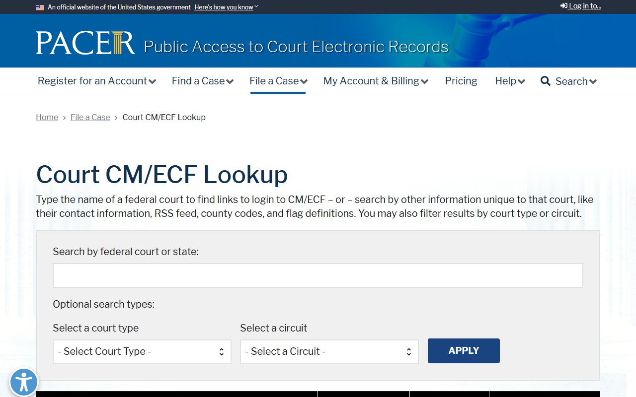 Jones County probate records context with the national PACER court CM/ECF lookup directory