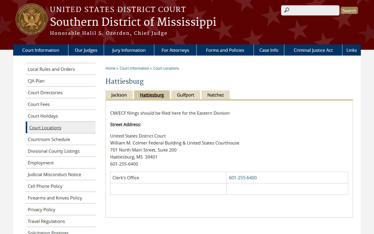 Jones County probate records context with the Hattiesburg federal courthouse for the Eastern Division
